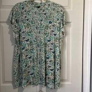 Torrid Size 2 - Green and Blue & beige Smocked Top